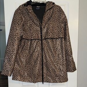 Charles River Rain Coat with Leopard Print